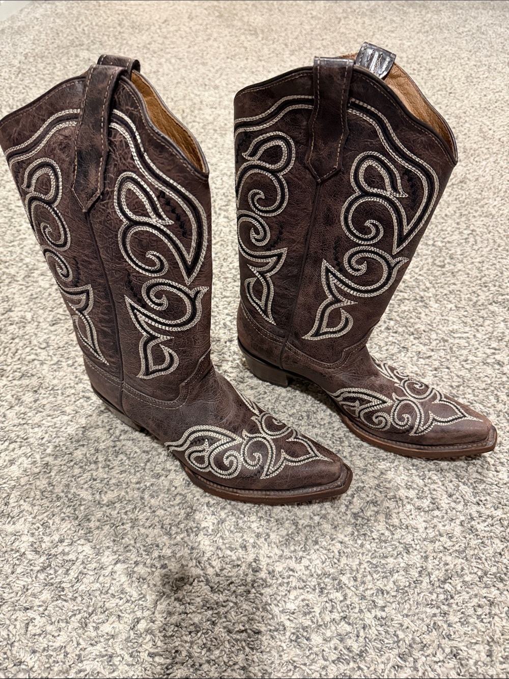 Circle G Brown Leather Embroidered Western Boots